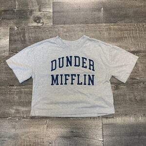 GAP The Office Dunder Mifflin Boxy Cropped Tee Gray Sz Youth L